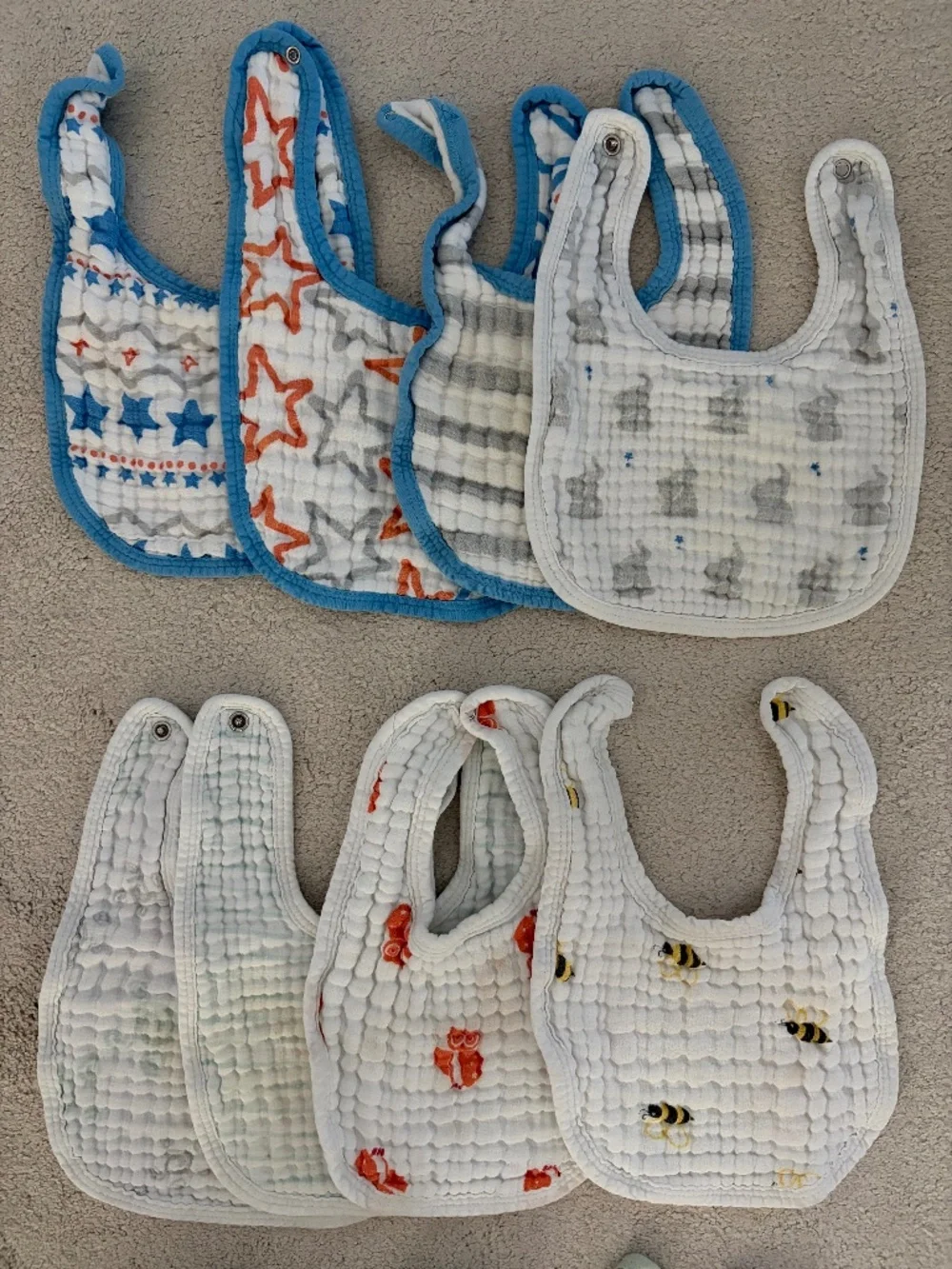 Eight Aden + Anais snap bibs